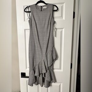 Calvin Klein Elegant Black and White Plaid Dress NWT